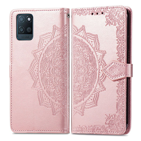 Funda de Cuero Cartera con Soporte Patron de Moda Carcasa para Realme V11 5G Oro Rosa