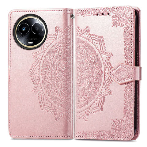 Funda de Cuero Cartera con Soporte Patron de Moda Carcasa para Realme V50 5G Oro Rosa