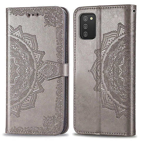 Funda de Cuero Cartera con Soporte Patron de Moda Carcasa para Samsung Galaxy A02s Gris