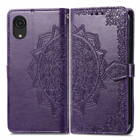 Funda de Cuero Cartera con Soporte Patron de Moda Carcasa para Samsung Galaxy A03 Core Morado