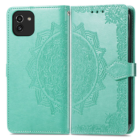 Funda de Cuero Cartera con Soporte Patron de Moda Carcasa para Samsung Galaxy A03 Verde