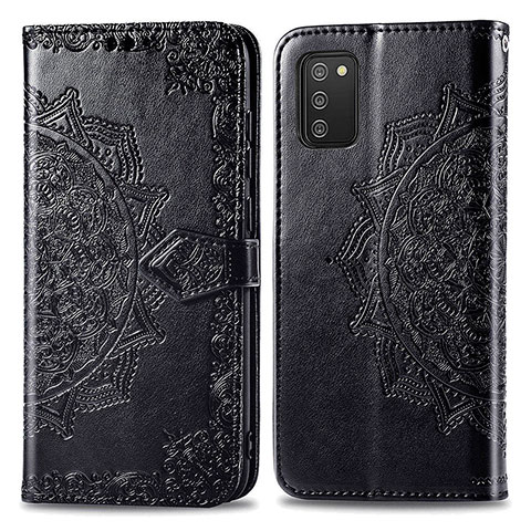 Funda de Cuero Cartera con Soporte Patron de Moda Carcasa para Samsung Galaxy A03s Negro