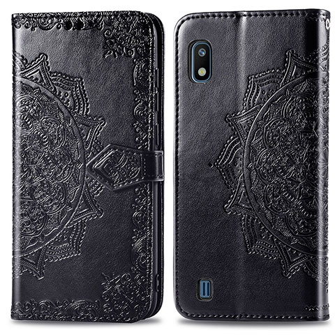 Funda de Cuero Cartera con Soporte Patron de Moda Carcasa para Samsung Galaxy A10 Negro