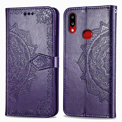 Funda de Cuero Cartera con Soporte Patron de Moda Carcasa para Samsung Galaxy A10s Morado