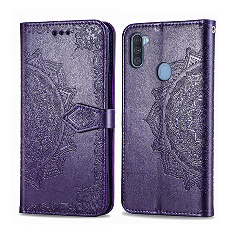 Funda de Cuero Cartera con Soporte Patron de Moda Carcasa para Samsung Galaxy A11 Morado