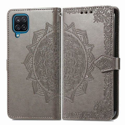 Funda de Cuero Cartera con Soporte Patron de Moda Carcasa para Samsung Galaxy A12 5G Gris