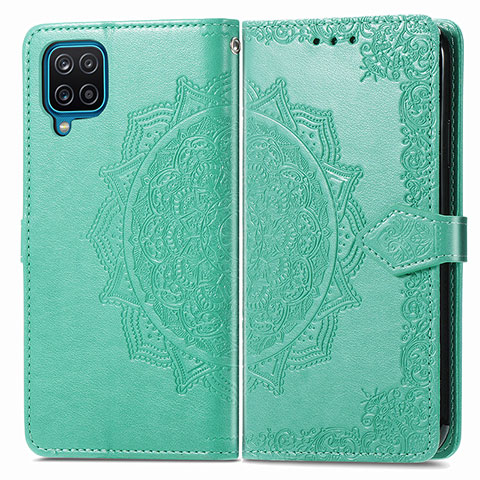 Funda de Cuero Cartera con Soporte Patron de Moda Carcasa para Samsung Galaxy A12 Verde