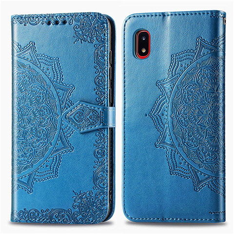 Funda de Cuero Cartera con Soporte Patron de Moda Carcasa para Samsung Galaxy A20 SC-02M SCV46 Azul