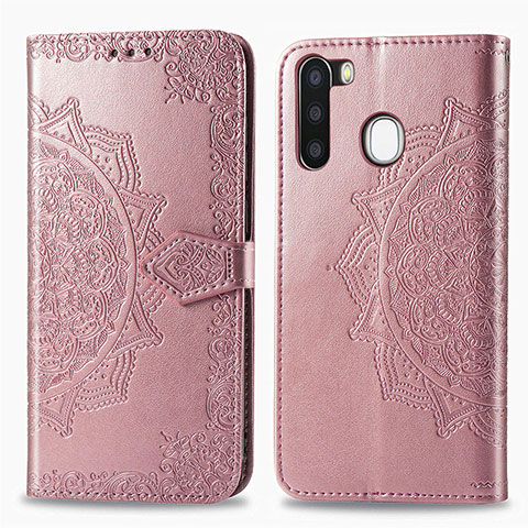 Funda de Cuero Cartera con Soporte Patron de Moda Carcasa para Samsung Galaxy A21 European Oro Rosa