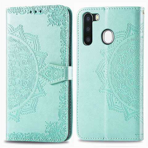 Funda de Cuero Cartera con Soporte Patron de Moda Carcasa para Samsung Galaxy A21 European Verde