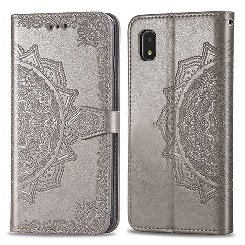 Funda de Cuero Cartera con Soporte Patron de Moda Carcasa para Samsung Galaxy A21 SC-42A Gris