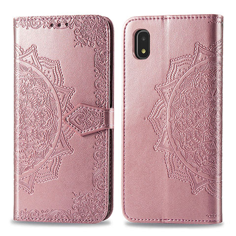 Funda de Cuero Cartera con Soporte Patron de Moda Carcasa para Samsung Galaxy A21 SC-42A Oro Rosa