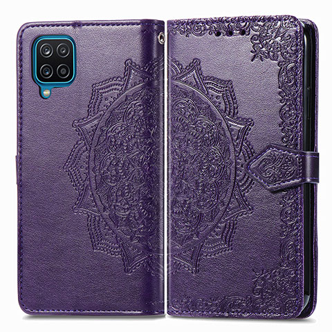 Funda de Cuero Cartera con Soporte Patron de Moda Carcasa para Samsung Galaxy A22 4G Morado