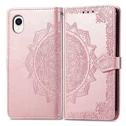 Funda de Cuero Cartera con Soporte Patron de Moda Carcasa para Samsung Galaxy A22 5G SC-56B Oro Rosa