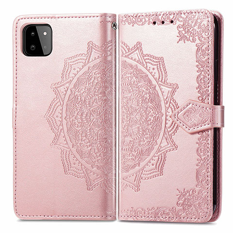 Funda de Cuero Cartera con Soporte Patron de Moda Carcasa para Samsung Galaxy A22s 5G Oro Rosa