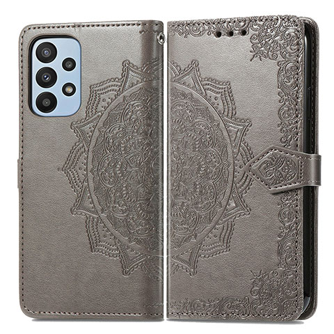 Funda de Cuero Cartera con Soporte Patron de Moda Carcasa para Samsung Galaxy A23 4G Gris