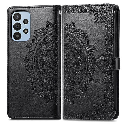 Funda de Cuero Cartera con Soporte Patron de Moda Carcasa para Samsung Galaxy A23 4G Negro