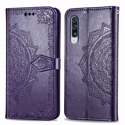 Funda de Cuero Cartera con Soporte Patron de Moda Carcasa para Samsung Galaxy A30S Morado