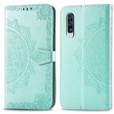 Funda de Cuero Cartera con Soporte Patron de Moda Carcasa para Samsung Galaxy A30S Verde