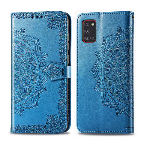 Funda de Cuero Cartera con Soporte Patron de Moda Carcasa para Samsung Galaxy A31 Azul