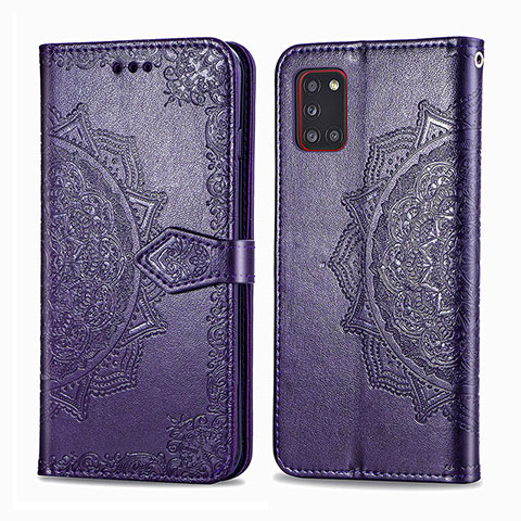 Funda de Cuero Cartera con Soporte Patron de Moda Carcasa para Samsung Galaxy A31 Morado