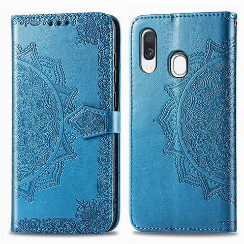 Funda de Cuero Cartera con Soporte Patron de Moda Carcasa para Samsung Galaxy A40 Azul