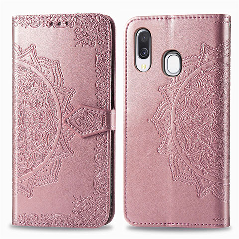 Funda de Cuero Cartera con Soporte Patron de Moda Carcasa para Samsung Galaxy A40 Oro Rosa