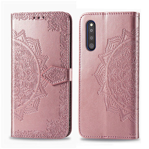 Funda de Cuero Cartera con Soporte Patron de Moda Carcasa para Samsung Galaxy A41 SC-41A Oro Rosa