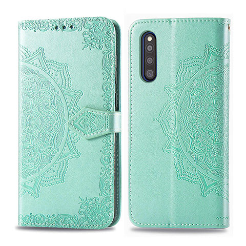 Funda de Cuero Cartera con Soporte Patron de Moda Carcasa para Samsung Galaxy A41 SC-41A Verde