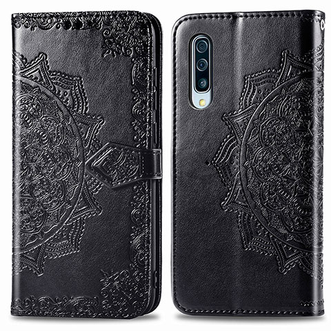 Funda de Cuero Cartera con Soporte Patron de Moda Carcasa para Samsung Galaxy A50 Negro