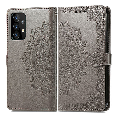 Funda de Cuero Cartera con Soporte Patron de Moda Carcasa para Samsung Galaxy A52 4G Gris