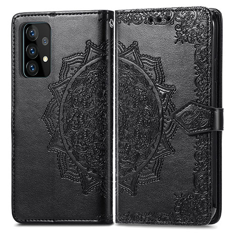 Funda de Cuero Cartera con Soporte Patron de Moda Carcasa para Samsung Galaxy A52 5G Negro