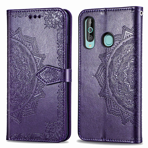 Funda de Cuero Cartera con Soporte Patron de Moda Carcasa para Samsung Galaxy A60 Morado