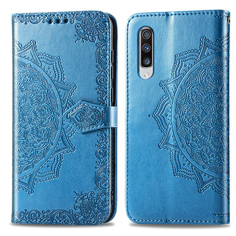 Funda de Cuero Cartera con Soporte Patron de Moda Carcasa para Samsung Galaxy A70 Azul