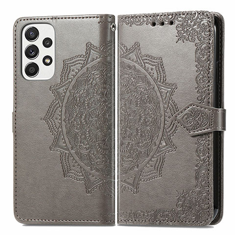 Funda de Cuero Cartera con Soporte Patron de Moda Carcasa para Samsung Galaxy A73 5G Gris