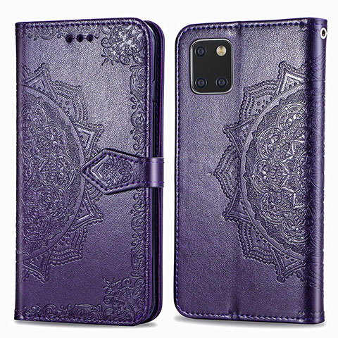 Funda de Cuero Cartera con Soporte Patron de Moda Carcasa para Samsung Galaxy A81 Morado