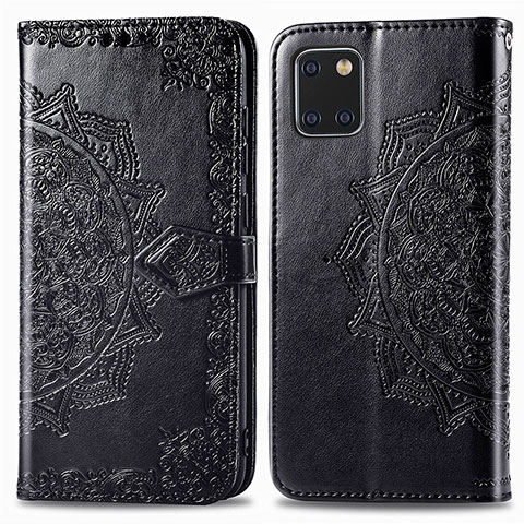 Funda de Cuero Cartera con Soporte Patron de Moda Carcasa para Samsung Galaxy A81 Negro