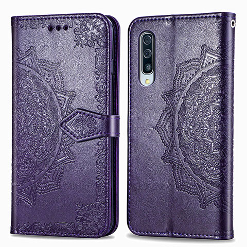 Funda de Cuero Cartera con Soporte Patron de Moda Carcasa para Samsung Galaxy A90 5G Morado