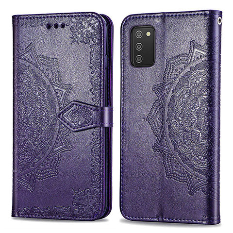 Funda de Cuero Cartera con Soporte Patron de Moda Carcasa para Samsung Galaxy F02S SM-E025F Morado