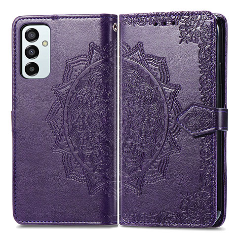 Funda de Cuero Cartera con Soporte Patron de Moda Carcasa para Samsung Galaxy F23 5G Morado