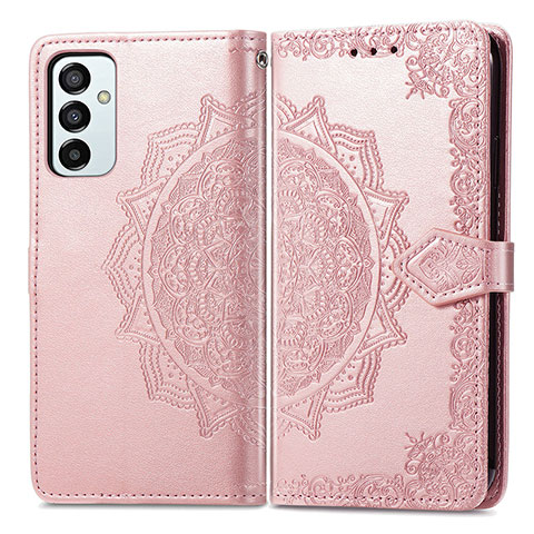 Funda de Cuero Cartera con Soporte Patron de Moda Carcasa para Samsung Galaxy F23 5G Oro Rosa