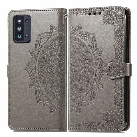 Funda de Cuero Cartera con Soporte Patron de Moda Carcasa para Samsung Galaxy F52 5G Gris