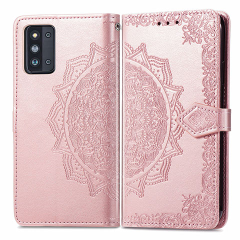 Funda de Cuero Cartera con Soporte Patron de Moda Carcasa para Samsung Galaxy F52 5G Oro Rosa