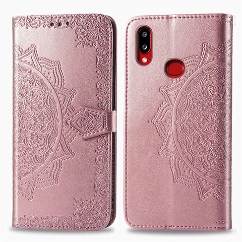 Funda de Cuero Cartera con Soporte Patron de Moda Carcasa para Samsung Galaxy M01s Oro Rosa