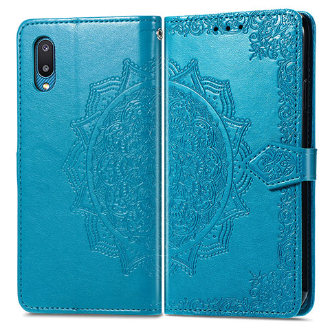 Funda de Cuero Cartera con Soporte Patron de Moda Carcasa para Samsung Galaxy M02 Azul