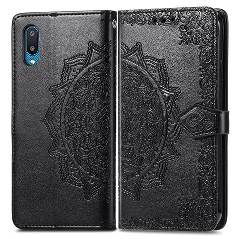 Funda de Cuero Cartera con Soporte Patron de Moda Carcasa para Samsung Galaxy M02 Negro