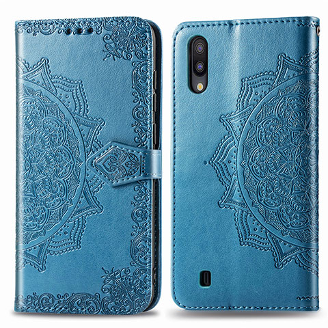 Funda de Cuero Cartera con Soporte Patron de Moda Carcasa para Samsung Galaxy M10 Azul