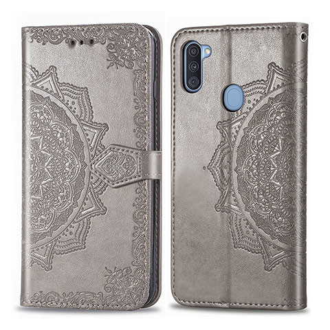 Funda de Cuero Cartera con Soporte Patron de Moda Carcasa para Samsung Galaxy M11 Gris