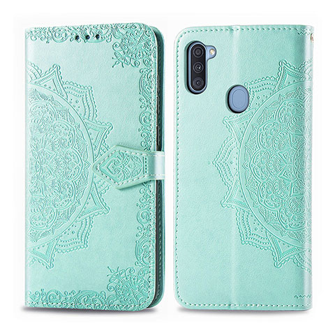 Funda de Cuero Cartera con Soporte Patron de Moda Carcasa para Samsung Galaxy M11 Verde