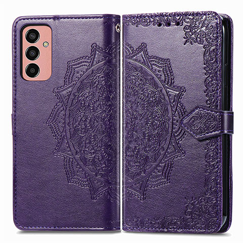 Funda de Cuero Cartera con Soporte Patron de Moda Carcasa para Samsung Galaxy M13 4G Morado